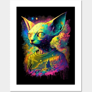 Psychedelic Sphynx Cat #2 Posters and Art